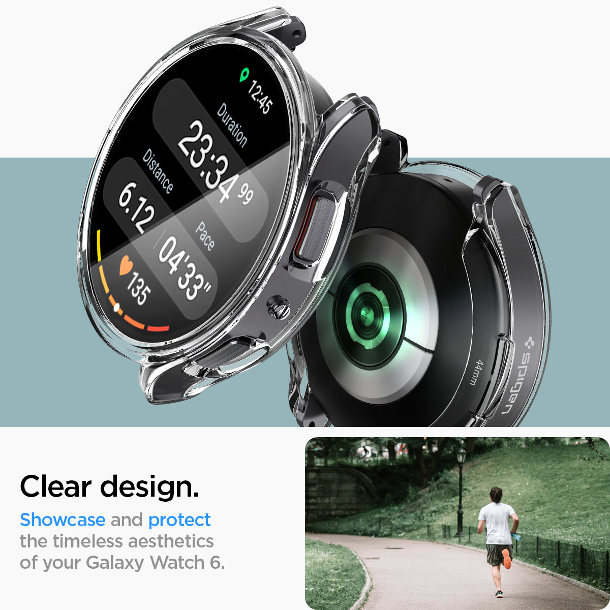 ACS06497 - Galaxy Watch 6 (44mm) Case Ultra Hybrid in crystal clear clear design. showcase and protect the timeless aesthetics of your galaxy watch 6.