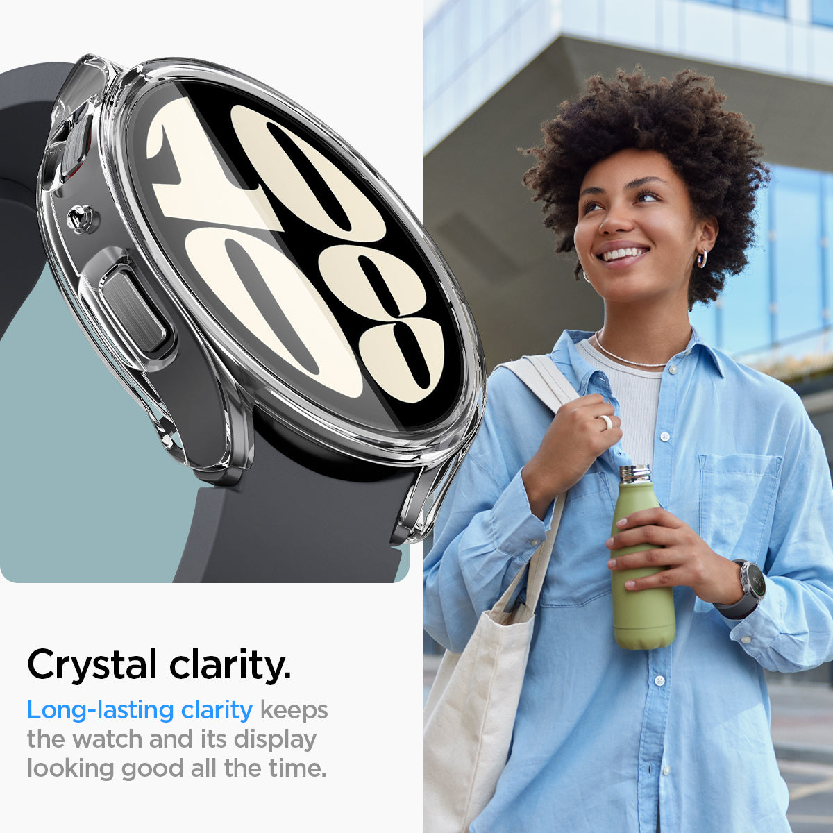 ACS06497 - Galaxy Watch 6 (44mm) Case Ultra Hybrid in crystal clear crystal clarity. long lasting clarity keeps the watch and its display looking good all the time.