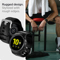 ACS02066 - Galaxy Watch Active 2 (44mm) Case Rugged Armor Pro in black rugged design. stylized with rough edges.