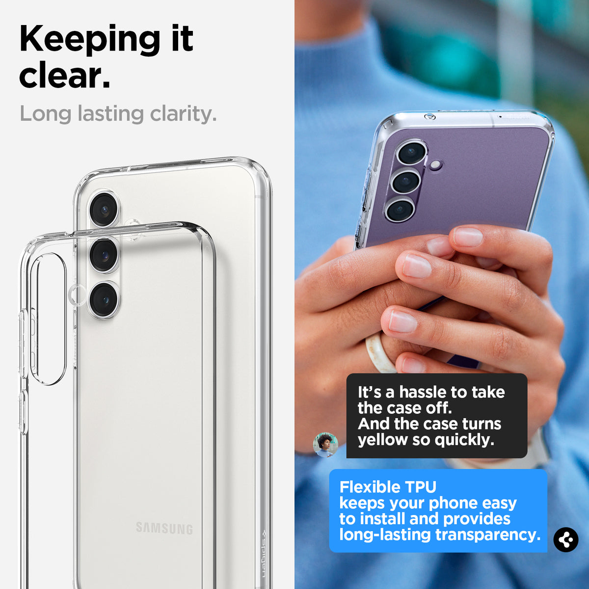 ACS06369 - Galaxy S23 FE Case Liquid Crystal in crystal clear  keeping it clear. long lasting clarity.