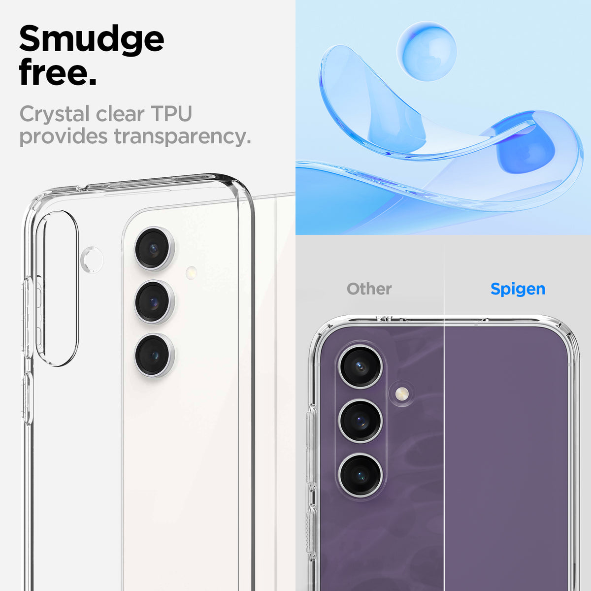 ACS06369 - Galaxy S23 FE Case Liquid Crystal in crystal clear smudge free. crystal clear tpu provides transparency.