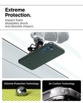 ACS08994 - Galaxy S25 Case Thin Fit (MagFit) in Abyss Green showing the extreme protection. Impact foam dissipates shock and absorbs impact. Extreme Protection  Technology. Air Cushion Technology