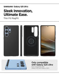 ACS08946 - Galaxy S25 Ultra Case Thin Fit (MagFit) in Black showing the  compatibility. Only compatible with Galaxy S25 Ultra and not compatible Galaxy S25 and Galaxy S25+