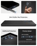 ACS08946 - Galaxy S25 Ultra Case Thin Fit (MagFit) in Black showing the  Slim Profile. Max Protection. Additional Protection. Precise design, easy accessibility and tactile buttons