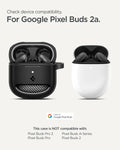 ACS09480 - Pixel Buds 2a Case Rugged Armor in black showing the compatibility. Compatible with Google Pixel Buds 2a.