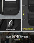 AFA07574 - Klasden Passport Organizer KD500 in Black showing the essential waist bag for any time, RFID-blocking materials, Integrated zipper puller for easy SIM removal