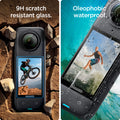 AGL09309 - X4 Insta360 Glas.tR SLIM in Black showing the 9H scratch resistant glass. Oleophobic waterproof