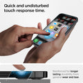 AGL03386 - iPhone 13 / 13 Pro Screen Protector EZ FIT GLAS.tR (Sensor Protection) showing the quick and undisturbed touch response time. Reinforced for longer lasting durability from general wear and tear