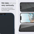 AGL03388 - iPhone 13 | 13 Pro Screen Protector EZ FIT GLAS.tR Privacy showing keeping your information to yourself. Screen blacks out at an angle. We take privacy very seriously