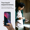 AGL03385 - iPhone 13 / iPhone 13 Pro Screen Protector EZ FIT GLAS.tR SLIM showing the true touch responsiveness. Feels and responds the same as the original screen