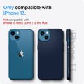 ACS03520 - iPhone 13 Case Liquid Air in navy blue showing the compatibility only with iPhone 13. Not compatible with iPhone 13 mini | 13 Pro | 13 Pro Max