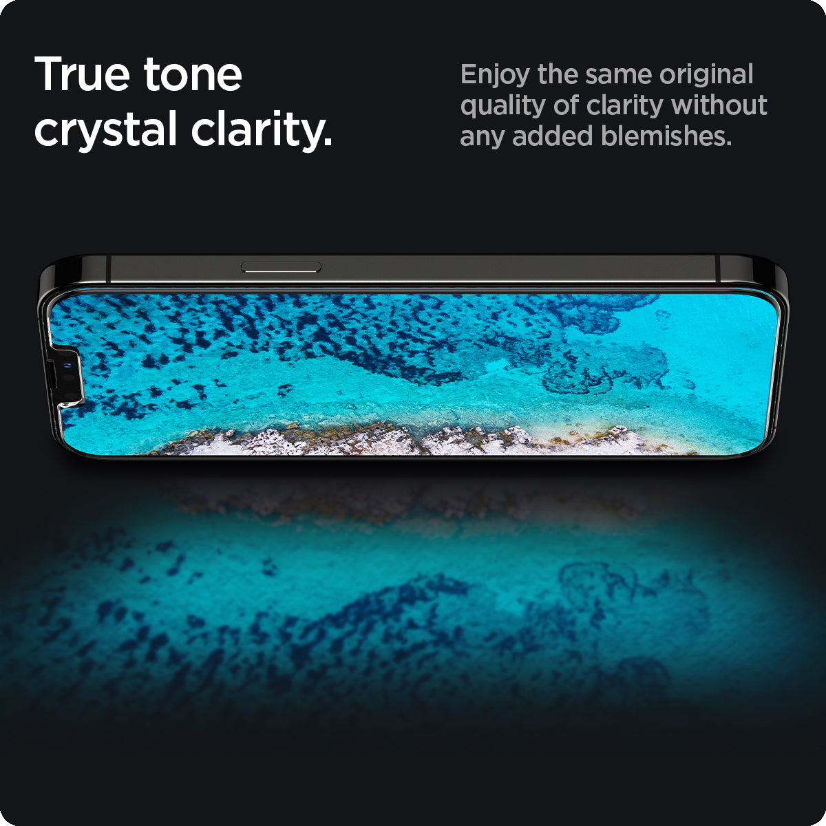 AGL03375 - iPhone 13 Pro Max Screen Protector EZ FIT GLAS.tR SLIM showing the true tone crystal clarity. Enjoy the same original quality of clarity without any  added blemishes