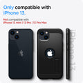 ACS03539 - iPhone 13 Case Tough Armor in black showing the compatibility only with iPhone 13. Not compatible with iPhone 13 mini | 13 Pro | 13 Pro Max