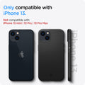 ACS03677 - iPhone 13 Case Thin Fit in black showing the compatibility only with iPhone 13. Not compatible with iPhone 13 mini | 13 Pro | 13 Pro Max