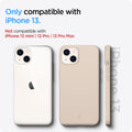 ACS03513 - iPhone 13 Case Thin Fit in sand beige showing the compatibility only with iPhone 13. Not compatible with iPhone 13 mini | 13 Pro | 13 Pro Max