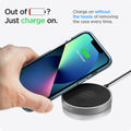 ACS03522 - iPhone 13 Case Ultra Hybrid in crystal clear showing the charging on without the hassle of removing the case every time