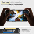 ACS03625 - iPhone 13 Mini Case Ultra Hybrid Matte in frost black showing the raised lips provide protection from surface scratches. Capture picture-perfect moment without blemishes