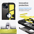 ACS03330 - iPhone 13 Mini Case Tough Armor in gunmetal showing the innovative protection. Extreme Protection Tech dissipates impact shock throughout its foam