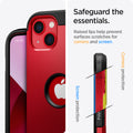ACS03332 - iPhone 13 Mini Case Tough Armor in red showing safeguard the essentials. Raised lips help prevent surfaces scratches for camera and screen.