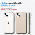 ACS03309 - iPhone 13 Mini Case Thin Fit in sand beige showing the compatibility only with iPhone 13 mini. Not compatible with iPhone 13 | 13 Pro | 13 Pro Max