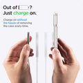 ACS03322 - iPhone 13 Mini Case Ultra Hybrid Mag Safe Compatible in white showing charging on without the hassle of removing the case every time