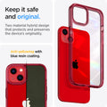 ACS03319 - iPhone 13 Mini Case Ultra Hybrid in red crystal showing the two material hybrid design that protects and preserves the device's originality. Anti-yellowing with blue resin coating