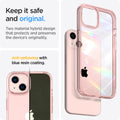 ACS03320 - iPhone 13 Mini Case Ultra Hybrid in rose crystal showing the two material hybrid design that protects and preserves the device's originality. Anti-yellowing with blue resin coating
