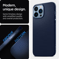 ACS03202 - iPhone 13 Pro Max Case Liquid Air in navy blue showing the modern, unique design. Same timeless design with amplified quality and overall protection.