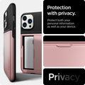 ACS03219 - iPhone 13 Pro Max Case Slim Armor CS in rose gold showing protection with privacy. Protect both your personal information as well as your device. Privacy.