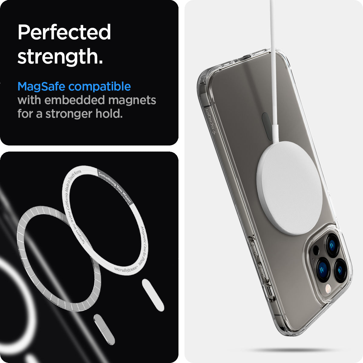 ACS03211 - iPhone 13 Pro Max Case Ultra Hybrid Mag Safe Compatible in graphite showing the perfected strength.   MagSafe compatible with embedded magnets for a stronger hold