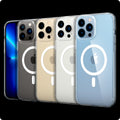 ACS03210 - iPhone 13 Pro Max Case Ultra Hybrid Mag Safe Compatible in white showing the multiple cases back and partial front showcasing different colors of the devices
