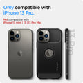 ACS03257 - iPhone 13 Pro Case Rugged Armor in black showing the compatibility only with iPhone 13 Pro. Not compatible with iPhone 13 mini | 13 | 13 Pro Max