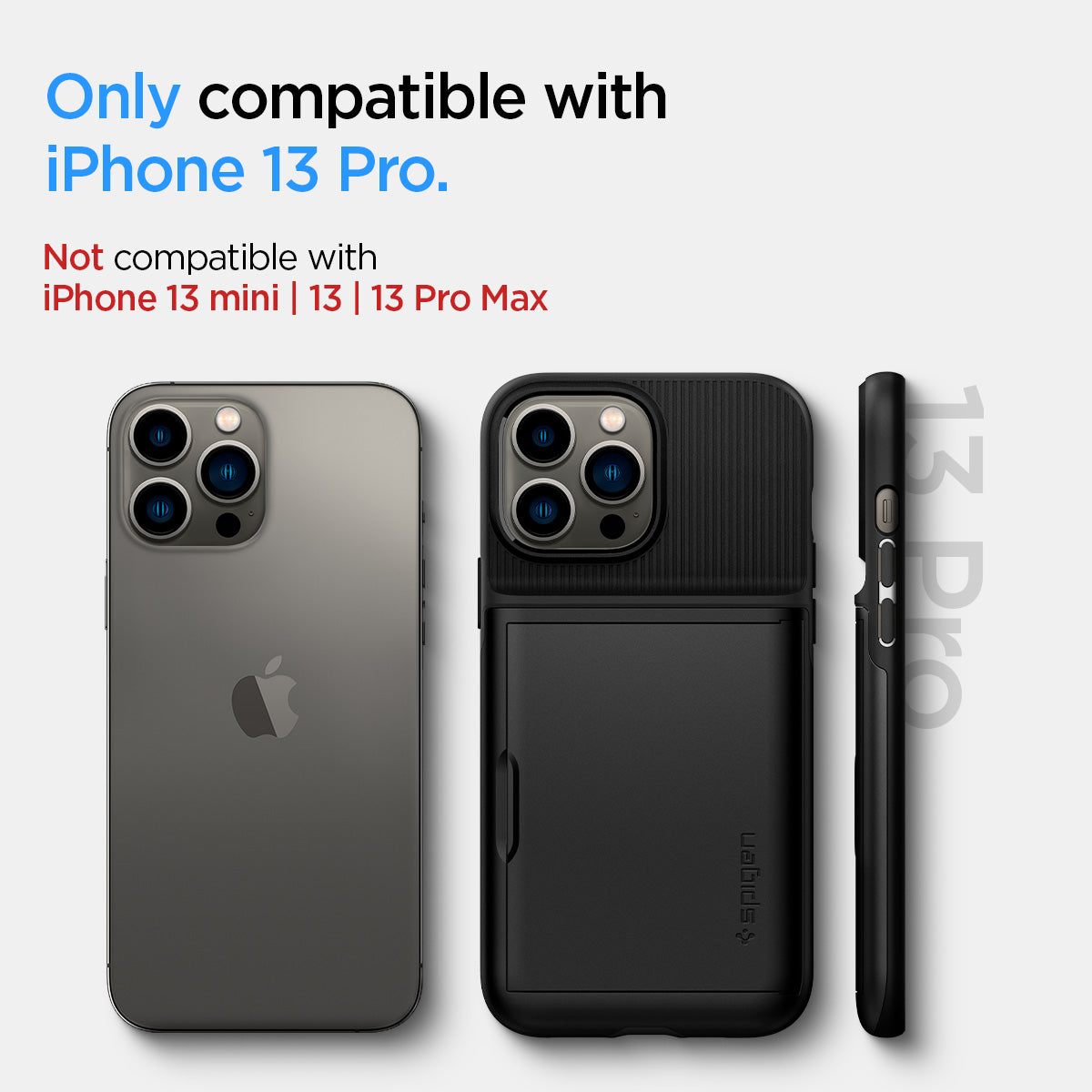 ACS03536 - iPhone 13 Case Slim Armor CS in black showing only compatible with iPhone 13. not compatible with iPhone 13 mini, 13 pro, 13 pro max