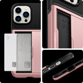 ACS03275 - iPhone 13 Pro Case Slim Armor CS in rose gold showing back for the card and case.