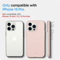 ACS03676 - iPhone 13 Pro Case Thin Fit in pink sand showing the compatibility only with iPhone 13 Pro. Not compatible with iPhone 13 mini | 13 | 13 Pro Max