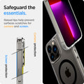 ACS03268 - iPhone 13 Pro Case Ultra Hybrid Zero One (MagFit) showing the raised lips help prevent surfaces scratches for camera and screen. Screen protection and camera protection