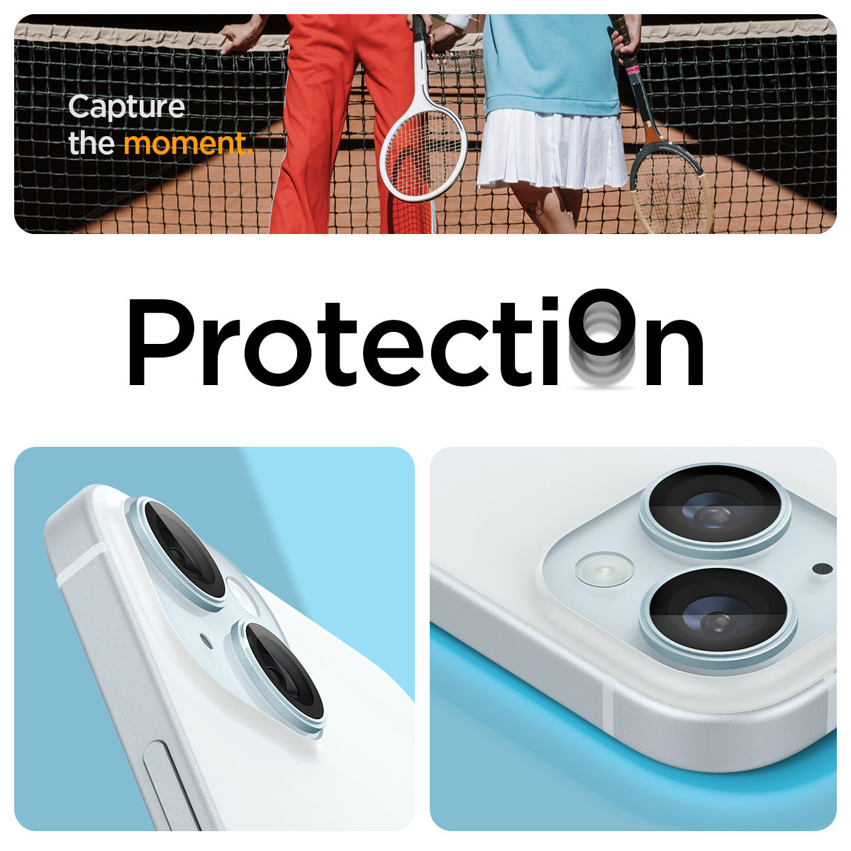 AGL07166 - iPhone 15 / 15 Plus Optik Pro Lens Protector in blue capture the moment. protection.