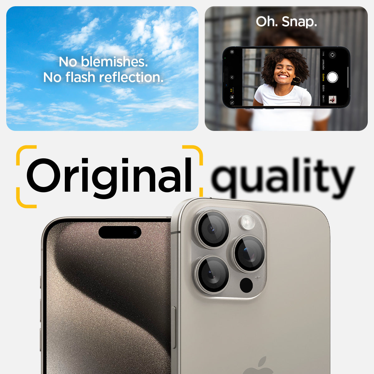 AGL07163 - iPhone 16 Pro / 16 Pro  Max Optik Pro Lens Protector in natural titanium no blemishes. no flash reflection. original quality.