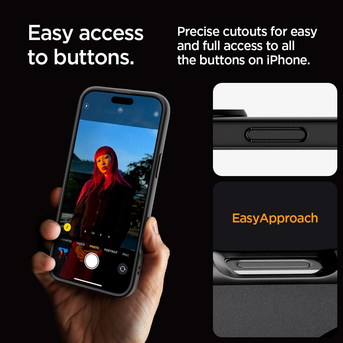 ACS08003 - iPhone 16 Pro Max Case Ultra Hybrid (MagFit) in Frost Black easy access to buttons. Precise cutouts for easy and full access to all the buttons on iPhone.