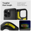 ACS08503 - iPhone 16 Pro Max Case Tough Armor T AI (MagFit + Camera Control) in Black showing the tougher than tough, toughen up your iPhone against impacts and drops, stronger protection, New AI Armor