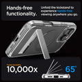 ACS08010 - iPhone 16 Pro Max Case Ultra Hybrid S (MagFit) in Graphite hands free functionality. Unfold the kickstand to experience hands free viewing anywhere you go. tested durability 10,000x 