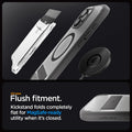 ACS08378 - iPhone 16 Pro Max Case Ultra Hybrid S (MagFit) in Frost Gray all new flush fitment. Kick stand folds completely flat for mag safe ready utility when it's closed.