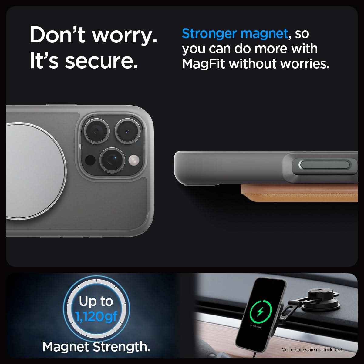 ACS08378 - iPhone 16 Pro Max Case Ultra Hybrid S (MagFit) in Frost Gray don't worry. It's secure. Stronger magnet, so you can do more with magfit without worries. up to 1,120gf. Magnet strength.