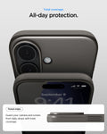 ACS09971 - iPhone 17 Thin Fit (MagFit) in Gunmetal showing total coverage. All day protection. Raised edges. guard your camera and screen from daily drops with total coverage.