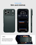 ACS09880 - iPhone 17 Pro Max Thin Fit (MagFit) in abyss green showing a slim and minimal case design from front, back, and side views.