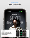 ACS09881 - iPhone 17 Pro Max Thin Fit (MagFit) in Gunmetal showing magfit compatible. snap into magfit. upgrade your daily carry with magfit to unlock more with the spigen ecosystem