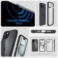 ACS06799 - iPhone 15 Case Ultra Hybrid in matte black showing the sound tunnel tech