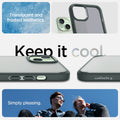 ACS06798 - iPhone 15 Case Ultra Hybrid in frost green showing the translucent and frosted aesthetics