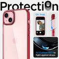 ACS06794 - iPhone 15 Case Ultra Hybrid in red crystal showing the air cushion tech to fight against drops