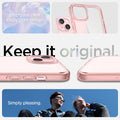 ACS06795 - iPhone 15 Case Ultra Hybrid in rose crystal showing the simply pleasing crystal clear pure design